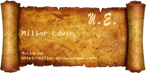 Miller Edvin névjegykártya